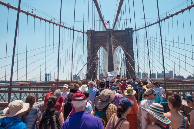 6/30/2018. New York City - March: “Families Belong Together.” People crossing the Brooklyn Bridge in support of refugee families. People’s protectors are marching from Foley Square in Manhattan to Cadman Plaza in Brooklyn. Credit: Photo by Javier Soriano/LoveIsAmor.com