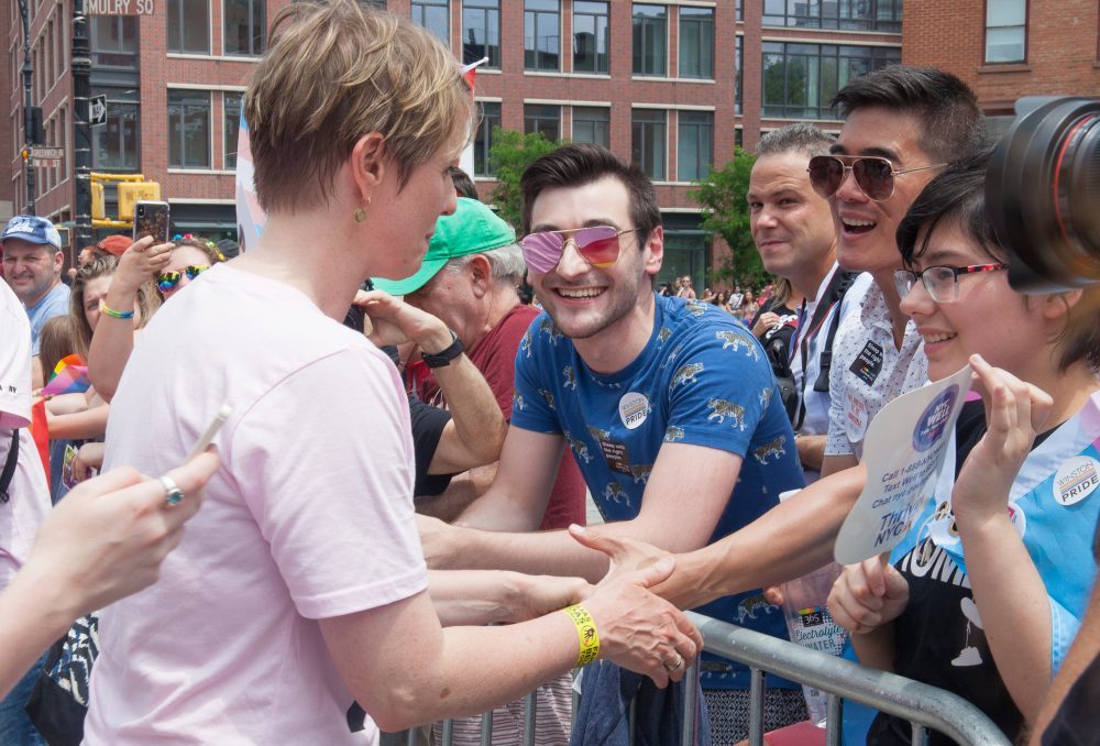 Sunday, June 24, 2018. New York City – New Yorkers celebrated the biggest LGBTQ Pride March in the United States of America. This year, the NYC Pride March celebrated 49 years. Cynthia Nixon was one of the thousands of people that marched this year. Cynthia is Lesbian and has a Transgender son. Cynthia Nixon is a lifelong New Yorker, actor, and progressive advocate running for governor of New York State to fight for a better, more fair New York. The primary elections in New York are on Thursday, September 13, 2018. Photo by Javier Soriano/LoveIsAmor.com
