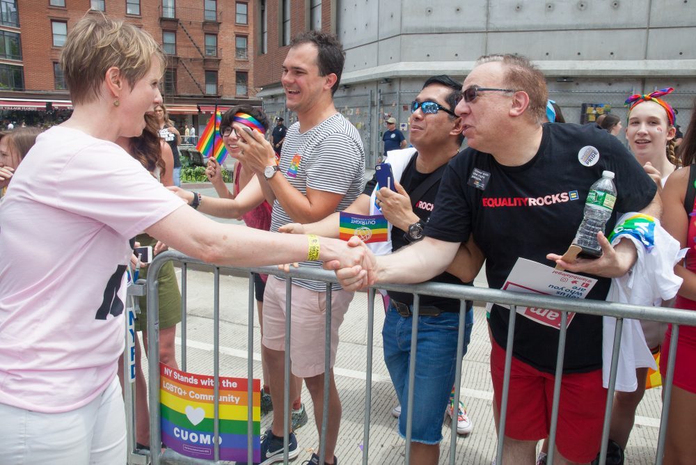 Sunday, June 24, 2018. New York City – New Yorkers celebrated the biggest LGBTQ Pride March in the United States of America. This year, the NYC Pride March celebrated 49 years. Cynthia Nixon was one of the thousands of people that marched this year. Cynthia is Lesbian and has a Transgender son. Cynthia Nixon is a lifelong New Yorker, actor, and progressive advocate running for governor of New York State to fight for a better, more fair New York. The primary elections in New York are on Thursday, September 13, 2018. Photo by Javier Soriano/LoveIsAmor.com