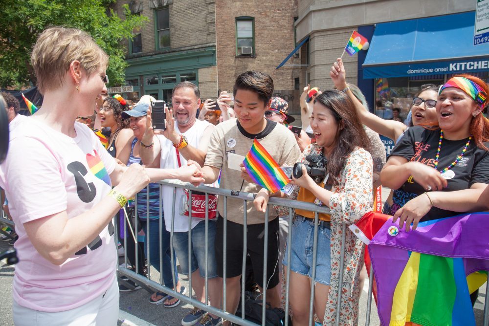 Sunday, June 24, 2018. New York City – New Yorkers celebrated the biggest LGBTQ Pride March in the United States of America. This year, the NYC Pride March celebrated 49 years. Cynthia Nixon was one of the thousands of people that marched this year. Cynthia is Lesbian and has a Transgender son. Cynthia Nixon is a lifelong New Yorker, actor, and progressive advocate running for governor of New York State to fight for a better, more fair New York. The primary elections in New York are on Thursday, September 13, 2018. Photo by Javier Soriano/LoveIsAmor.com