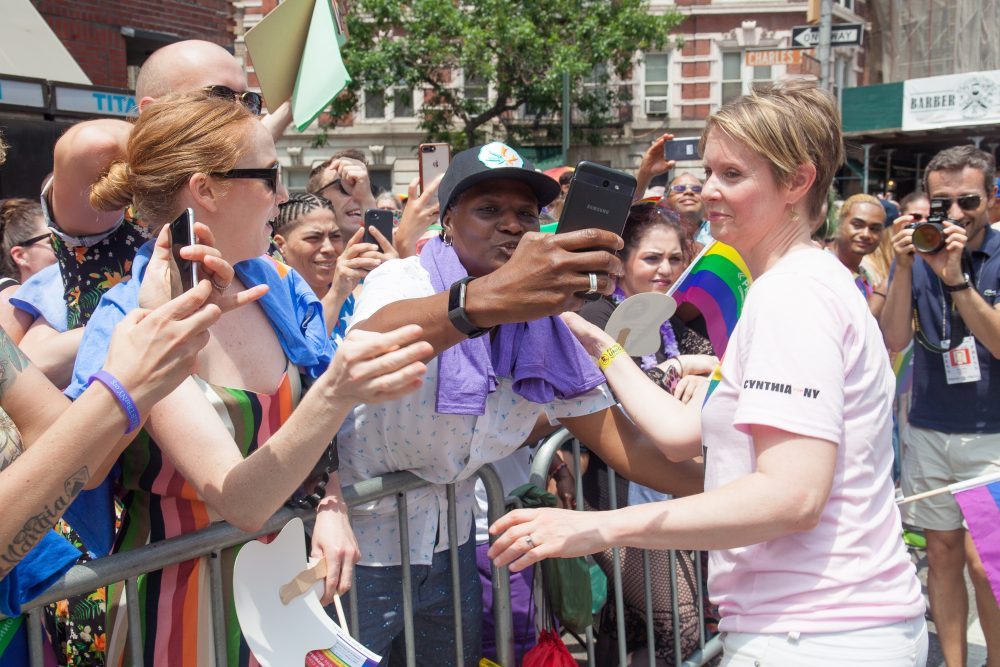 Sunday, June 24, 2018. New York City – New Yorkers celebrated the biggest LGBTQ Pride March in the United States of America. This year, the NYC Pride March celebrated 49 years. Cynthia Nixon was one of the thousands of people that marched this year. Cynthia is Lesbian and has a Transgender son. Cynthia Nixon is a lifelong New Yorker, actor, and progressive advocate running for governor of New York State to fight for a better, more fair New York. The primary elections in New York are on Thursday, September 13, 2018. Photo by Javier Soriano/LoveIsAmor.com