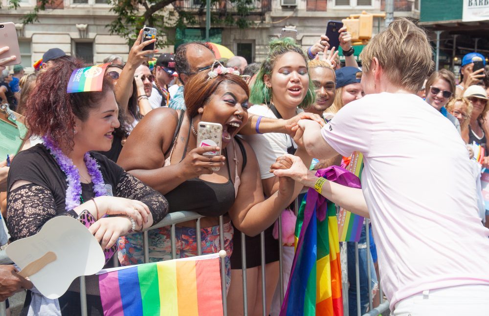 Sunday, June 24, 2018. New York City – New Yorkers celebrated the biggest LGBTQ Pride March in the United States of America. This year, the NYC Pride March celebrated 49 years. Cynthia Nixon was one of the thousands of people that marched this year. Cynthia is Lesbian and has a Transgender son. Cynthia Nixon is a lifelong New Yorker, actor, and progressive advocate running for governor of New York State to fight for a better, more fair New York. The primary elections in New York are on Thursday, September 13, 2018. Photo by Javier Soriano/LoveIsAmor.com