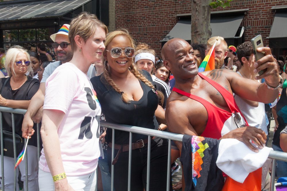 Sunday, June 24, 2018. New York City – New Yorkers celebrated the biggest LGBTQ Pride March in the United States of America. This year, the NYC Pride March celebrated 49 years. Cynthia Nixon was one of the thousands of people that marched this year. Cynthia is Lesbian and has a Transgender son. Cynthia Nixon is a lifelong New Yorker, actor, and progressive advocate running for governor of New York State to fight for a better, more fair New York. The primary elections in New York are on Thursday, September 13, 2018. Photo by Javier Soriano/LoveIsAmor.com