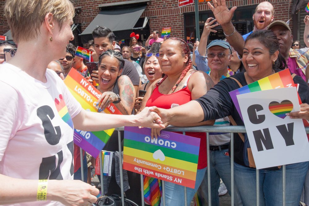 Sunday, June 24, 2018. New York City – New Yorkers celebrated the biggest LGBTQ Pride March in the United States of America. This year, the NYC Pride March celebrated 49 years. Cynthia Nixon was one of the thousands of people that marched this year. Cynthia is Lesbian and has a Transgender son. Cynthia Nixon is a lifelong New Yorker, actor, and progressive advocate running for governor of New York State to fight for a better, more fair New York. The primary elections in New York are on Thursday, September 13, 2018. Photo by Javier Soriano/LoveIsAmor.com