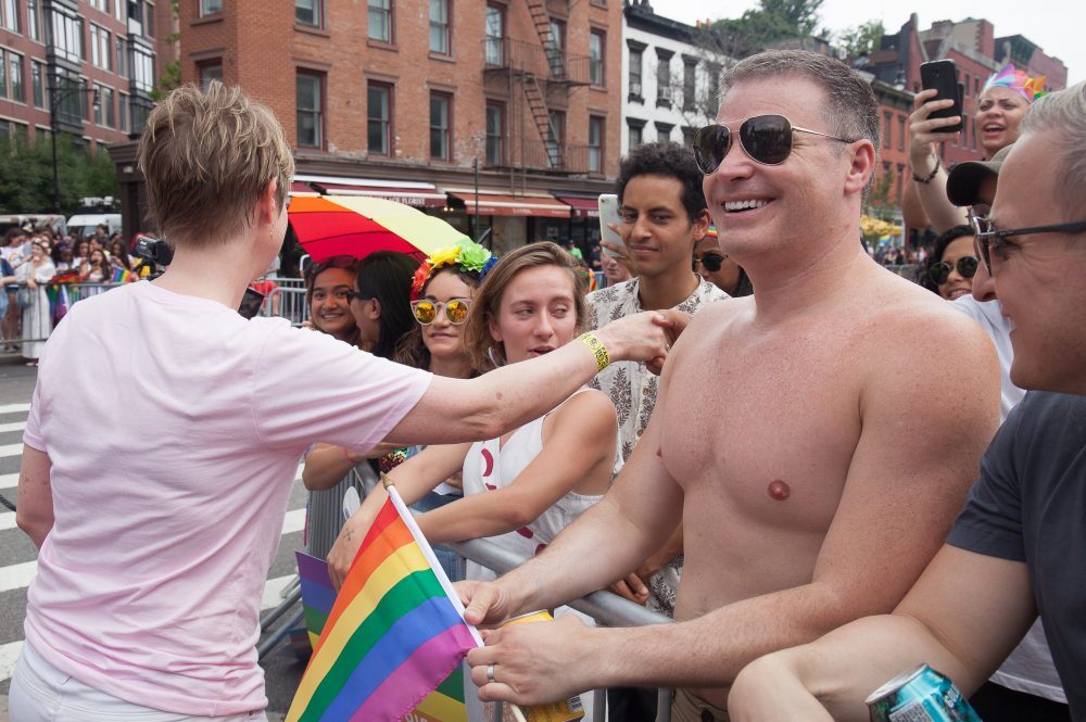 Sunday, June 24, 2018. New York City – New Yorkers celebrated the biggest LGBTQ Pride March in the United States of America. This year, the NYC Pride March celebrated 49 years. Cynthia Nixon was one of the thousands of people that marched this year. Cynthia is Lesbian and has a Transgender son. Cynthia Nixon is a lifelong New Yorker, actor, and progressive advocate running for governor of New York State to fight for a better, more fair New York. The primary elections in New York are on Thursday, September 13, 2018. Photo by Javier Soriano/LoveIsAmor.com