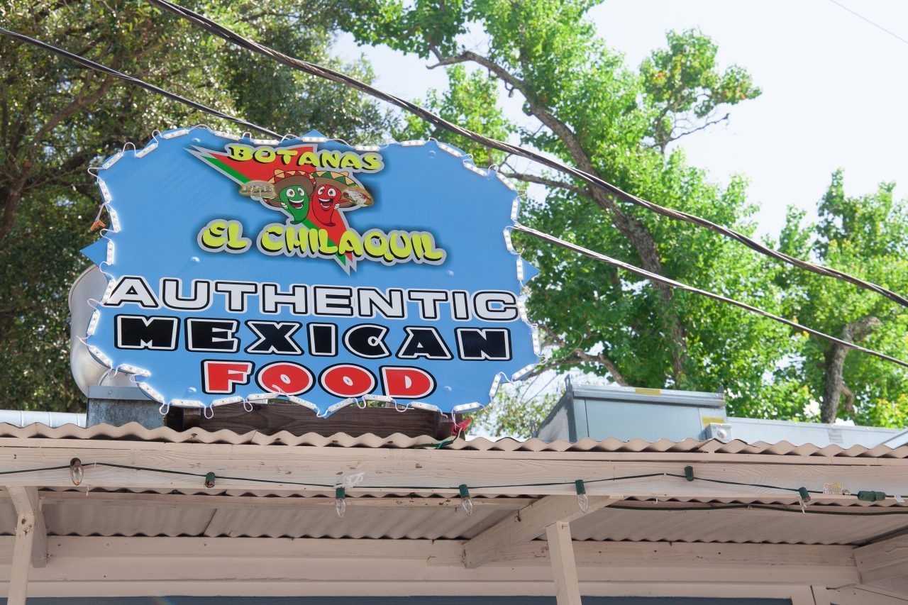 Thursday, August 2, 2018 - Old Town Spring. Spring, Texas. "Botanas El Chilaquil. Authentic Mexican Food" Credit: Photo by LoveIsAmor.com
