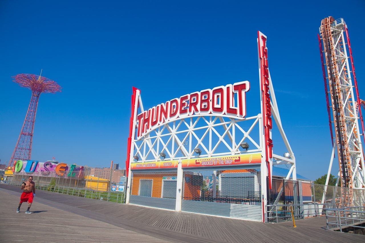 9/5/2018 Boardwalk, Parachute Jump and Thunderbolt. Coney Island. Brooklyn, New York City. Credit: Photo by LoveIsAmor.com
