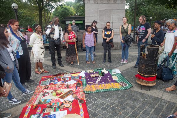 Sunday, October 7th, 2018. Columbus Circle. West 59th Street and Central Park West. Manhattan, New York City - Indigenous people and their allies at the 11th Annual Indigenous Day of Remembrance. Credit: Photo by LoveIsAmor.com