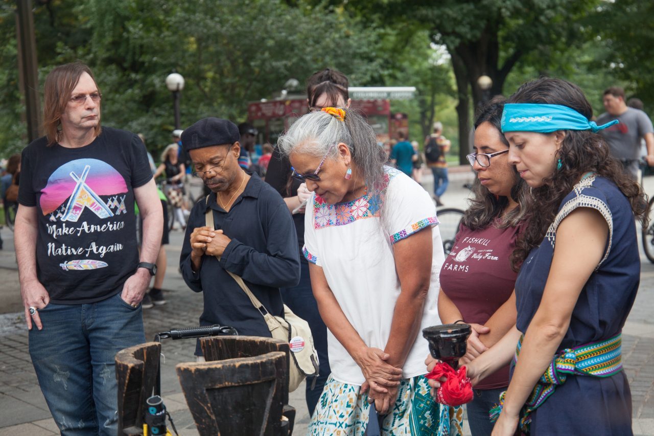 Sunday, October 7th, 2018. Columbus Circle. West 59th Street and Central Park West. Manhattan, New York City - Indigenous people and their allies at the 11th Annual Indigenous Day of Remembrance. Credit: Photo by LoveIsAmor.com