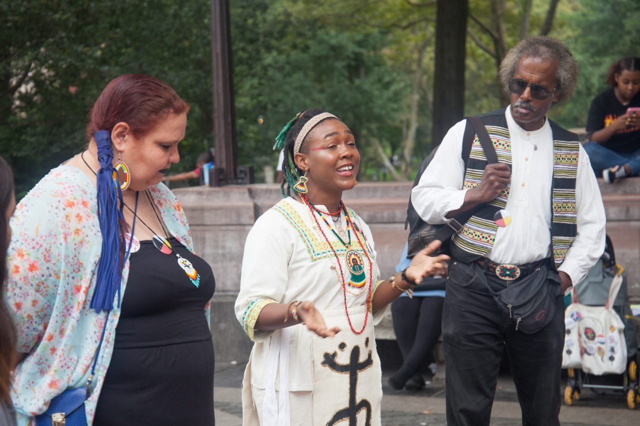 Sunday, October 7th, 2018. Columbus Circle. West 59th Street and Central Park West. Manhattan, New York City - Indigenous people and their allies at the 11th Annual Indigenous Day of Remembrance. Credit: Photo by LoveIsAmor.com