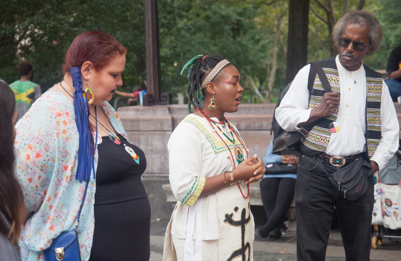 Sunday, October 7th, 2018. Columbus Circle. West 59th Street and Central Park West. Manhattan, New York City - Indigenous people and their allies at the 11th Annual Indigenous Day of Remembrance. Credit: Photo by LoveIsAmor.com