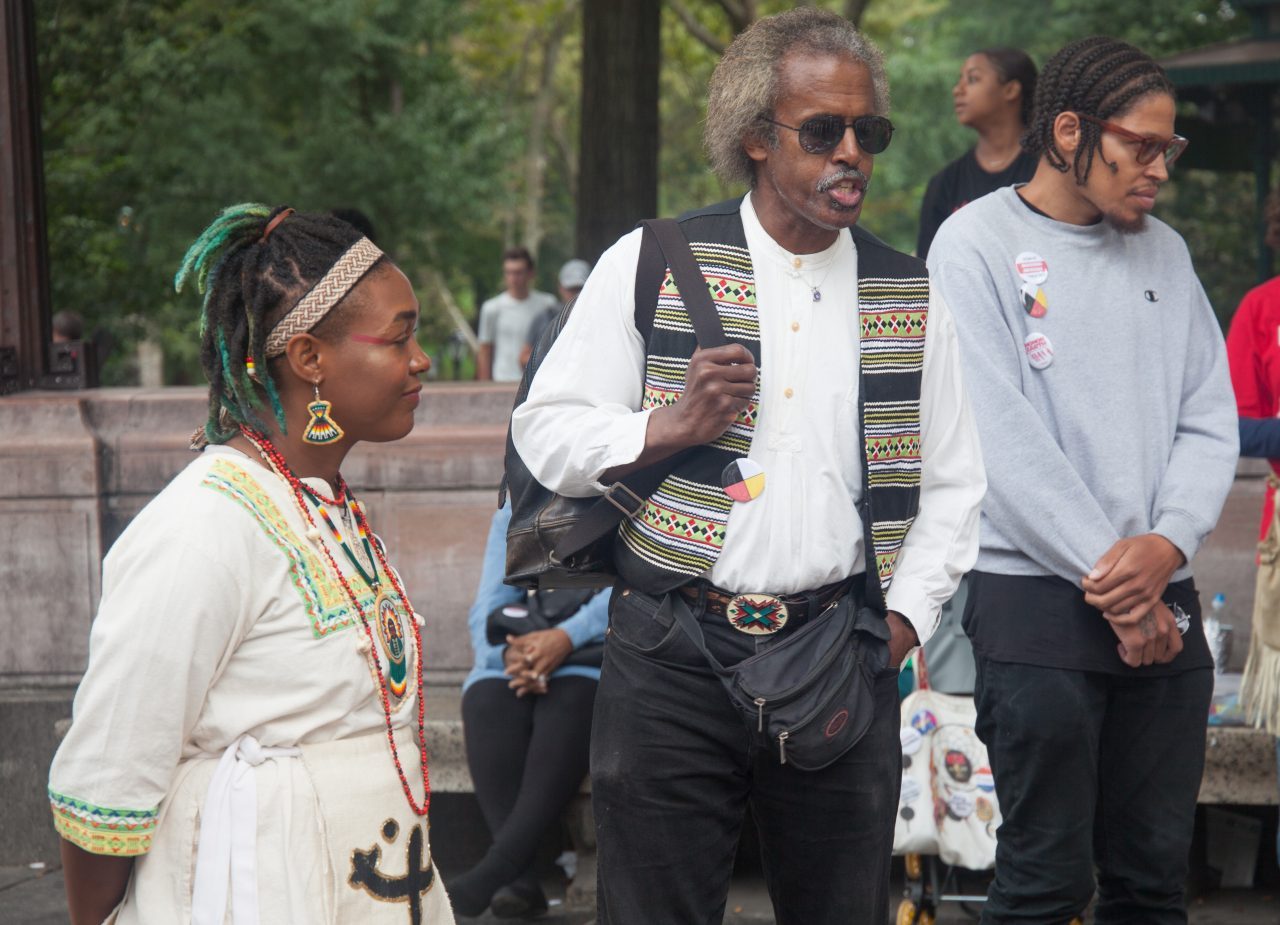 Sunday, October 7th, 2018. Columbus Circle. West 59th Street and Central Park West. Manhattan, New York City - Indigenous people and their allies at the 11th Annual Indigenous Day of Remembrance. Credit: Photo by LoveIsAmor.com