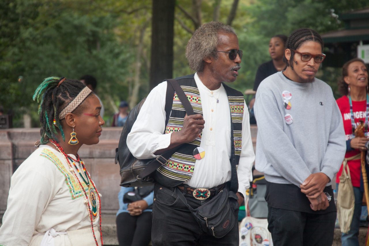 Sunday, October 7th, 2018. Columbus Circle. West 59th Street and Central Park West. Manhattan, New York City - Indigenous people and their allies at the 11th Annual Indigenous Day of Remembrance. Credit: Photo by LoveIsAmor.com