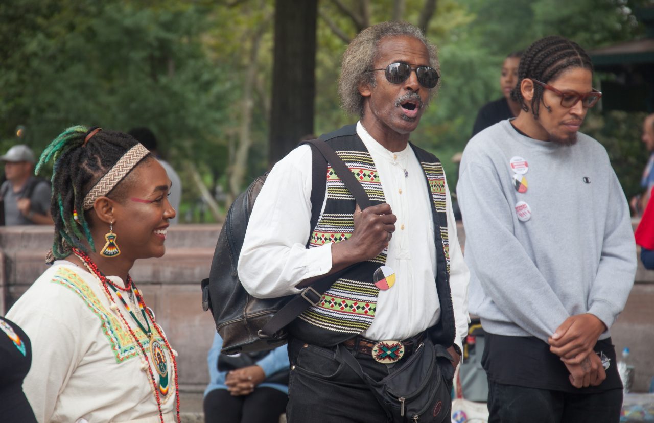 Sunday, October 7th, 2018. Columbus Circle. West 59th Street and Central Park West. Manhattan, New York City - Indigenous people and their allies at the 11th Annual Indigenous Day of Remembrance. Credit: Photo by LoveIsAmor.com