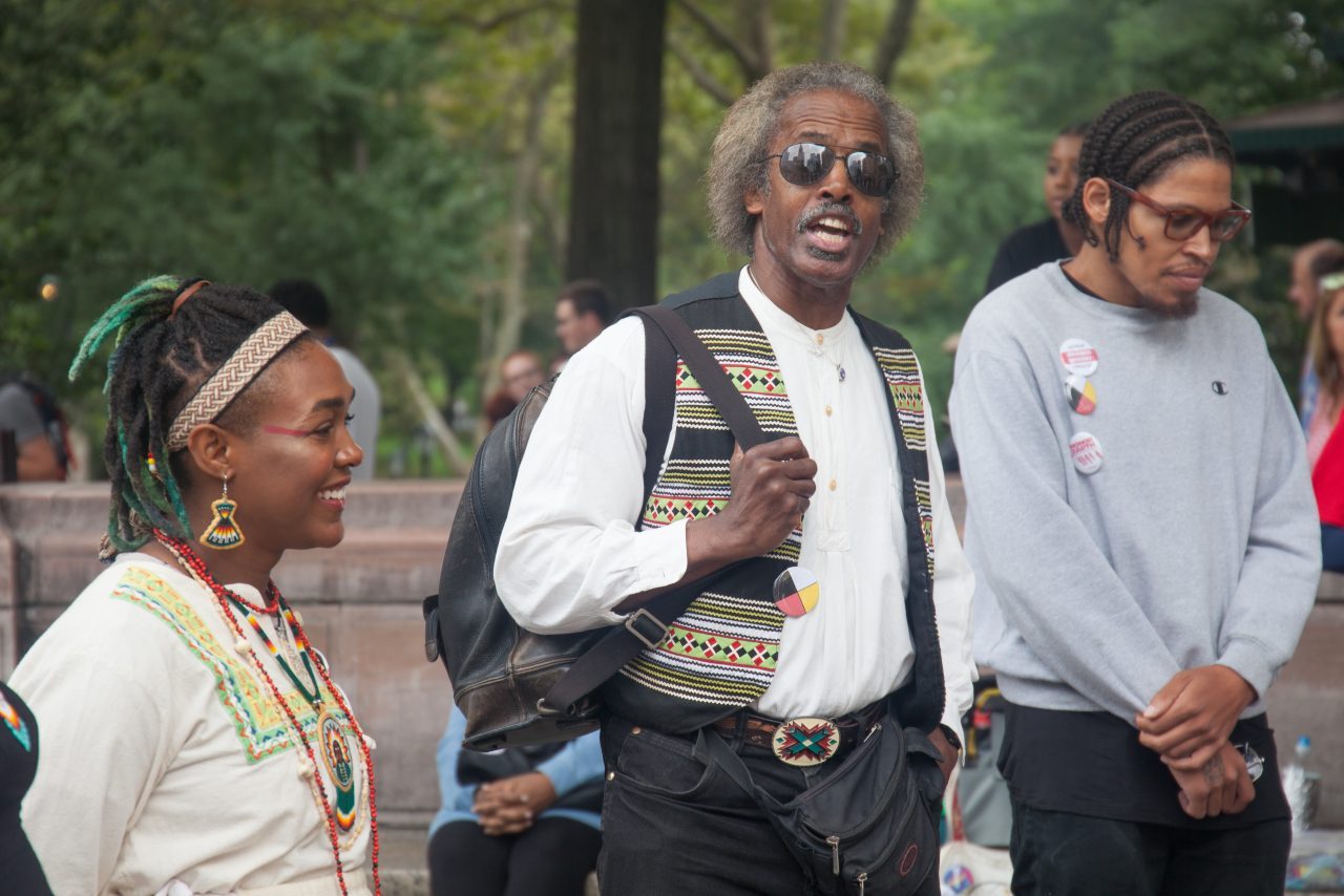 Sunday, October 7th, 2018. Columbus Circle. West 59th Street and Central Park West. Manhattan, New York City - Indigenous people and their allies at the 11th Annual Indigenous Day of Remembrance. Credit: Photo by LoveIsAmor.com