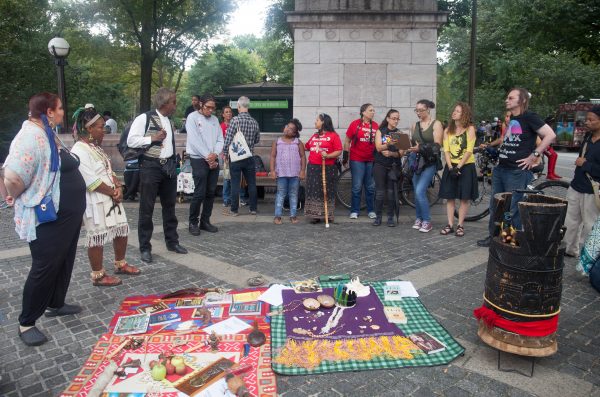 Sunday, October 7th, 2018. Columbus Circle. West 59th Street and Central Park West. Manhattan, New York City - Indigenous people and their allies at the 11th Annual Indigenous Day of Remembrance. Credit: Photo by LoveIsAmor.com