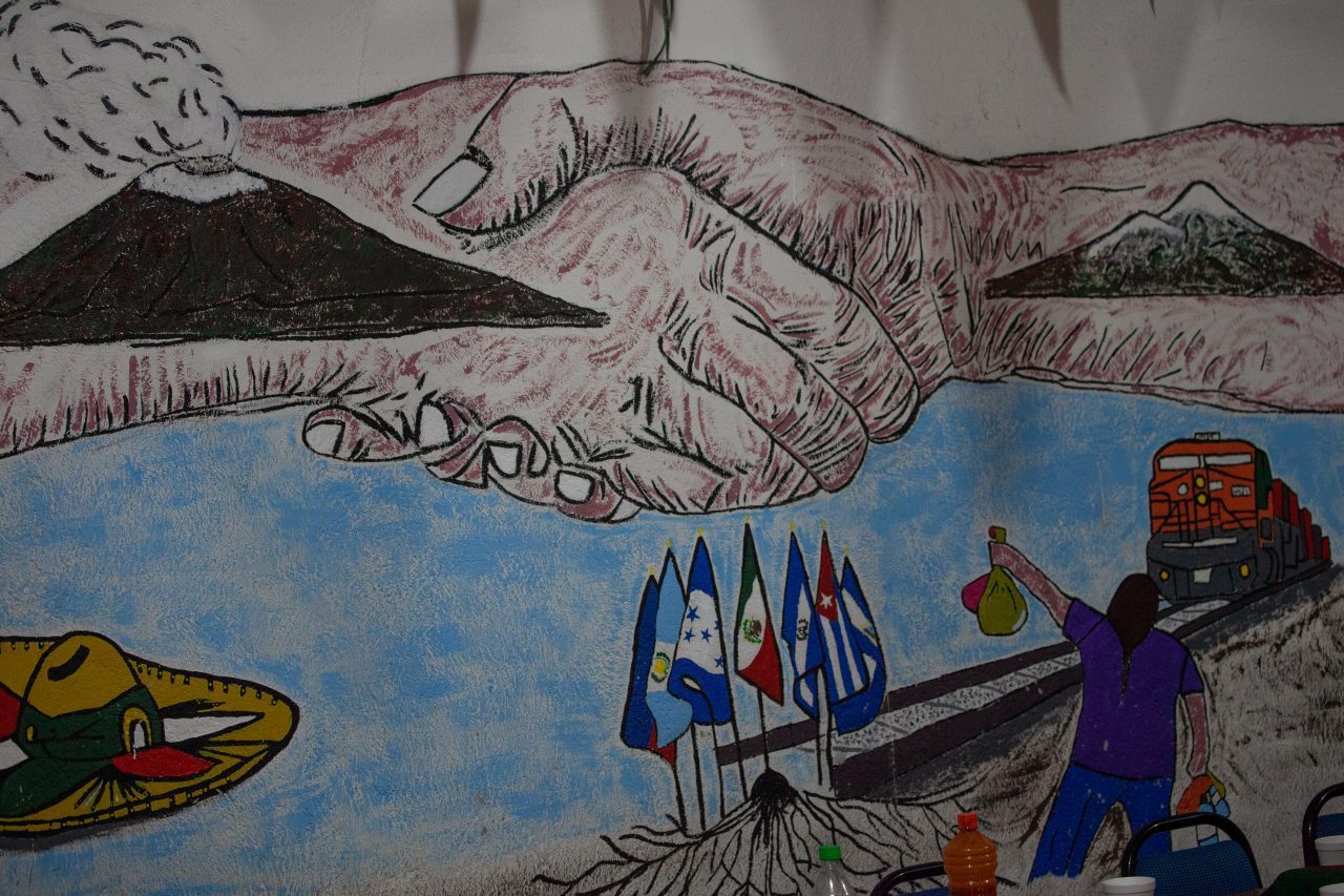 Tlaquepaque, Guadalajara. Jalisco, Mexico. Sunday, November 18th, 2018. Mural at "El Refugio. Casa del Migrante." Refugees from Centro America have been staying here. Credit: Photo by LoveIsAmor.com