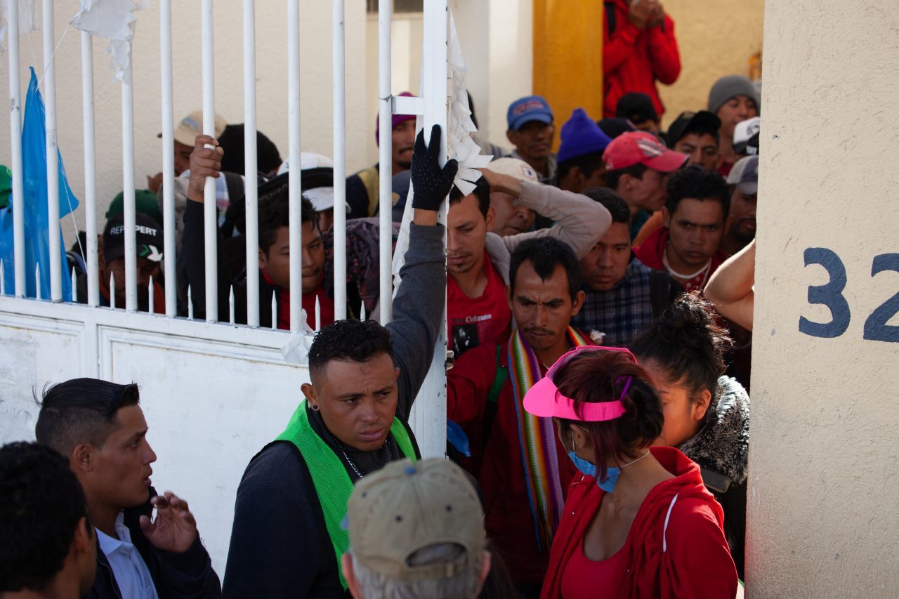 Tlaquepaque, Guadalajara. Jalisco, Mexico. Monday, November 19th, 2018. Refugees waiting their turn to board a bus to Sinaloa. Hundreds of refugees fleeing violence and extreme poverty in Central America have been staying at "El Refugio. Casa del Migrante" for one or two days. These refugees are part of the second caravan. They want to travel to Tijuana, Baja California and apply for asylum in the United States of America. Credit: Photo by LoveIsAmor.com