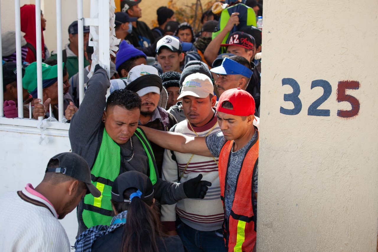Tlaquepaque, Guadalajara. Jalisco, Mexico. Monday, November 19th, 2018. Refugees waiting their turn to board a bus that will transport them to Sinaloa. Hundreds of refugees fleeing violence and extreme poverty in Central America have been staying at "El Refugio. Casa del Migrante" for one or two days. These refugees are part of the second caravan. They want to travel to Tijuana, Baja California and apply for asylum in the United States of America. Credit: Photo by LoveIsAmor.com