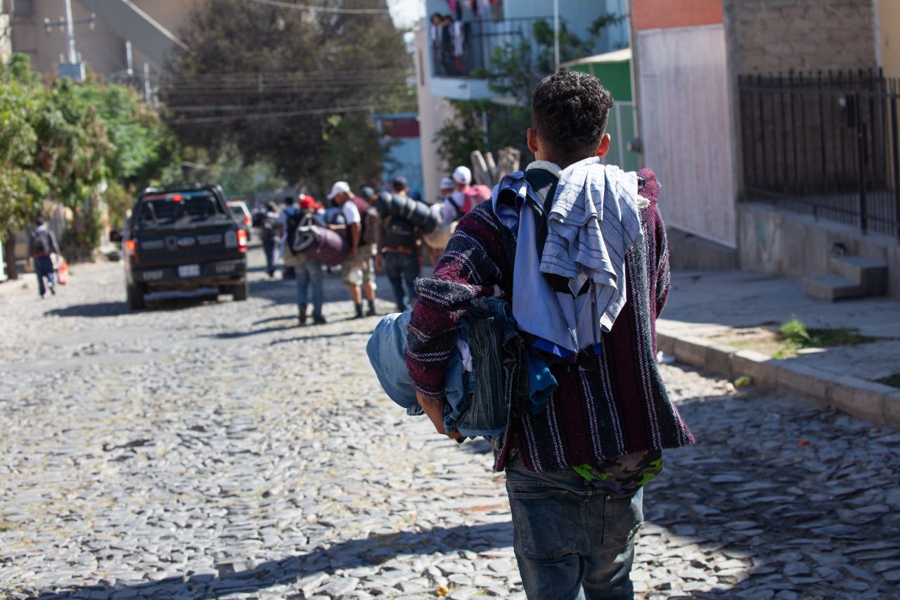 Tlaquepaque, Guadalajara. Jalisco, Mexico. Monday, November 19th, 2018. Refugees walking to Sinaloa. Hundreds of refugees fleeing violence and extreme poverty in Central America have been staying at "El Refugio. Casa del Migrante" for one or two days. Some of these immigrants are part of the second caravan and third caravan. Refugees want to travel to Tijuana, Baja California and apply for asylum in the United States of America. Credit: Photo by LoveIsAmor.com