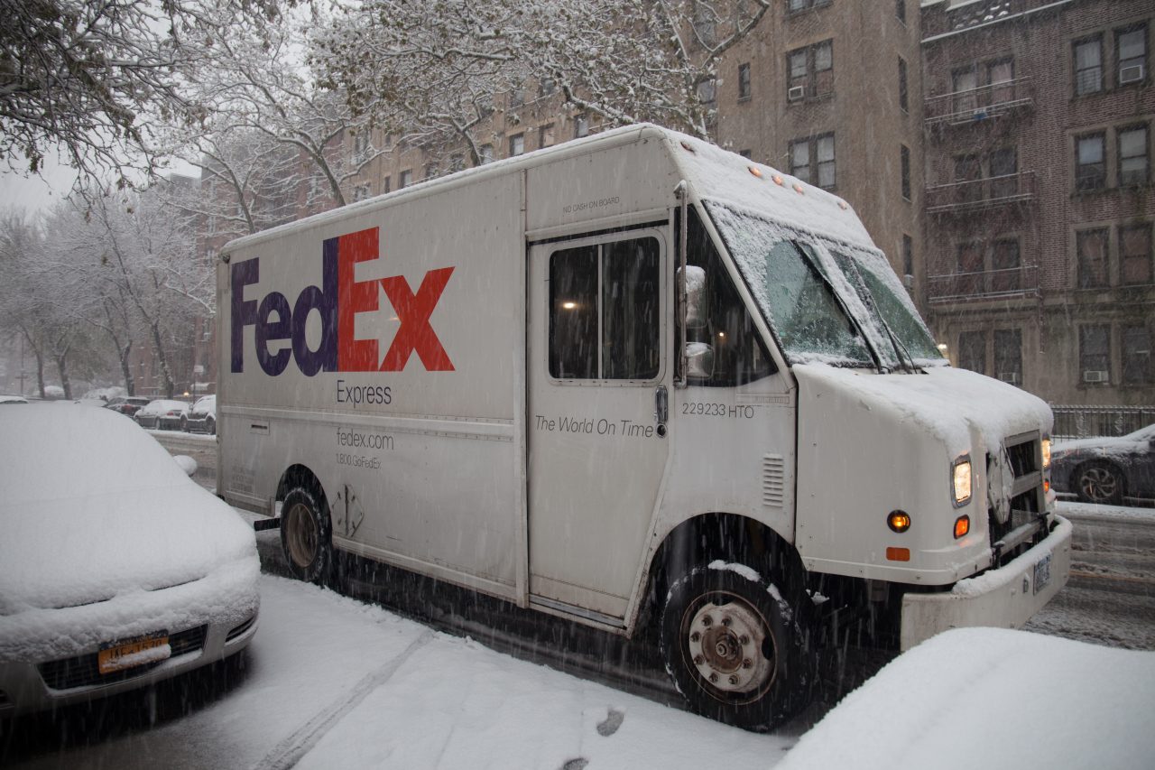 Thursday, November 15th, 2018. A FEDEX Express truck. Today was the first snowfall in Brooklyn, New York City. Credit: Photo by LoveIsAmor.com