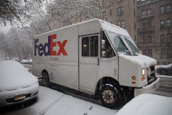 Thursday, November 15th, 2018. A FEDEX Express truck. Today was the first snowfall in Brooklyn, New York City. Credit: Photo by LoveIsAmor.com