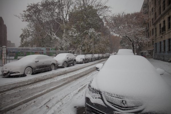 Thursday, November 15th, 2018. Cars covered with snow. Today was the first snowfall of 2018 in Brooklyn, New York City. Credit: Photo by LoveIsAmor.com