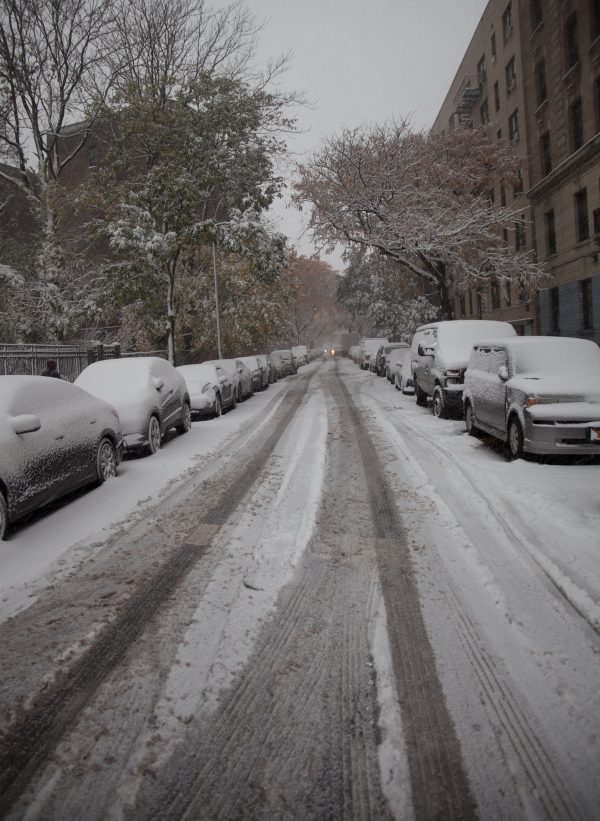 Thursday, November 15th, 2018. Cars covered with snow. Today was the first snowfall of 2018 in Brooklyn, New York City. Credit: Photo by LoveIsAmor.com