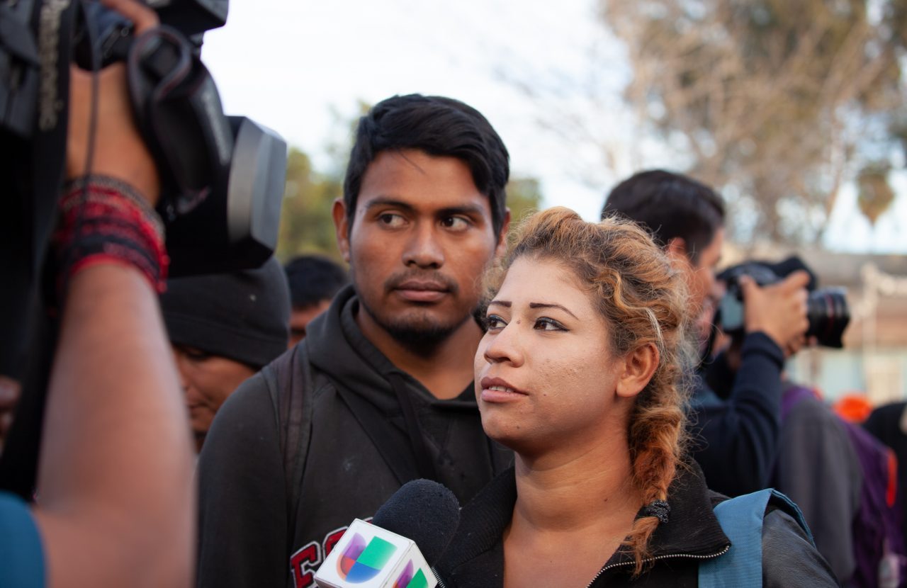 Tijuana, Baja California. Mexico. Tuesday, November 27th, 2018. Refugees arriving from Mexicali, Baja California. Mexico. They are going to stay at Unidad Deportiva Benito Juárez (an improvised shelter for the caravans of immigrants). Refugees are fleeing violence and extreme poverty in their countries in Central America. They want to apply for asylum in the United States of America. Credit: Photo by LoveIsAmor.com