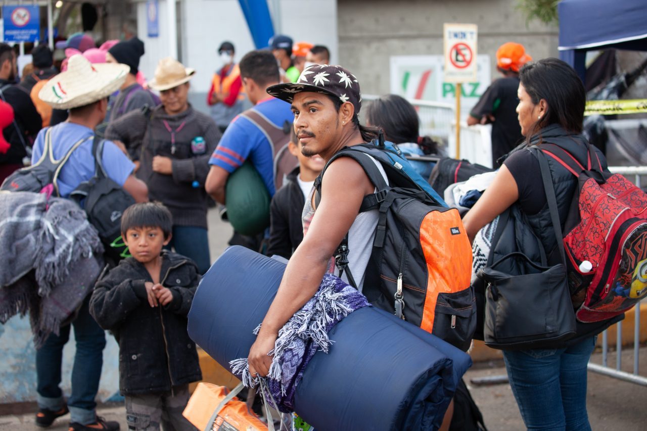 Tijuana, Baja California. Mexico. Tuesday, November 27th, 2018. Refugees arriving from Mexicali, Baja California. Mexico. They are going to stay at Unidad Deportiva Benito Juárez (an improvised shelter for the caravans of immigrants). Refugees are fleeing violence in their countries in Central America. They want to apply for asylum in the United States of America. Credit: Photo by LoveIsAmor.com