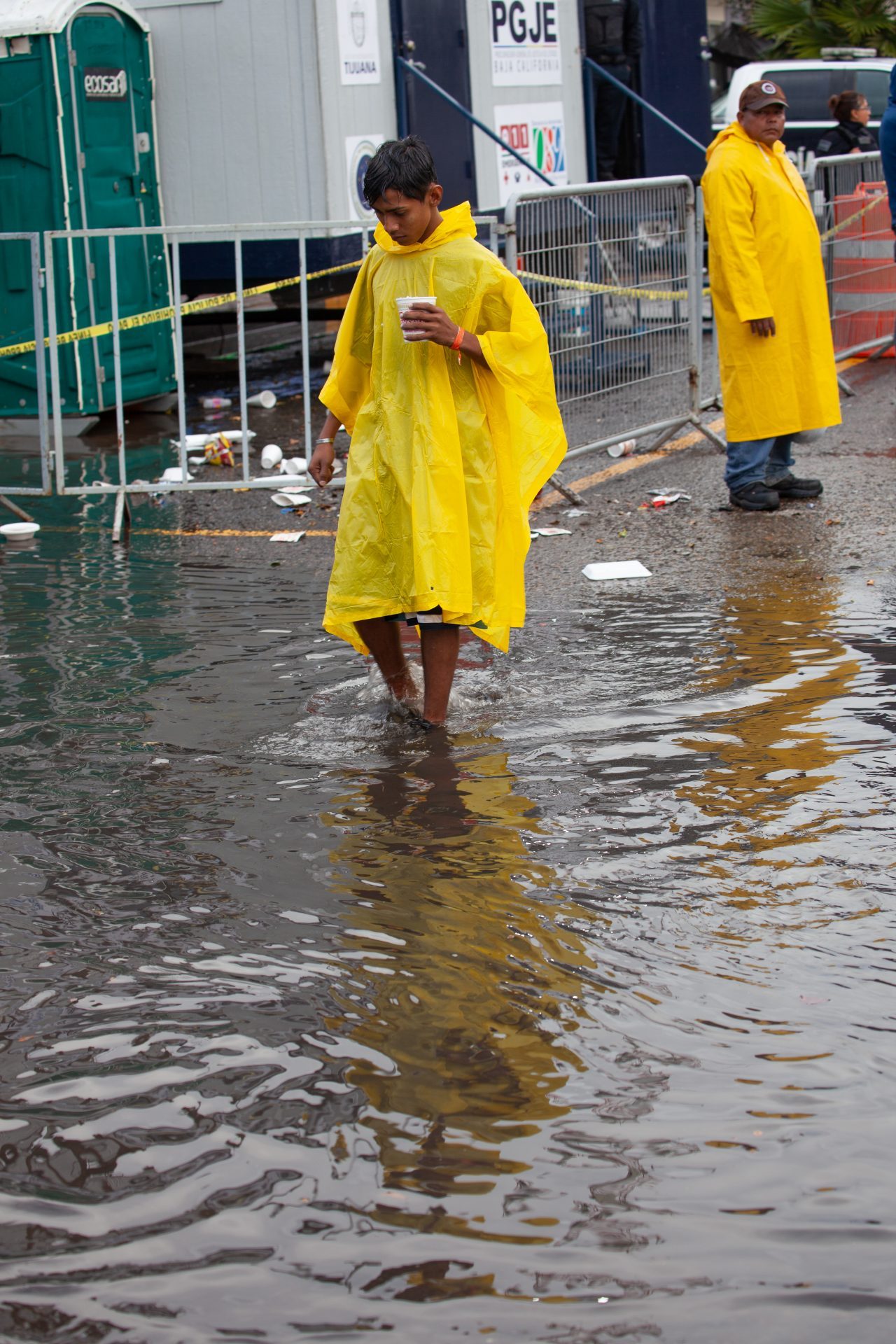 Tijuana, Baja California. Mexico. Thursday, November 29th, 2018. It was raining last night and it was raining all day today. The Mexican government needs to find a shelter for the refugees where they can be protected from the rain and cold. Refugees are staying at Unidad Deportiva Benito Juárez (an improvised shelter for the caravans of immigrants). Refugees are fleeing violence in their countries in Central America. They want to apply for asylum in the United States of America. They were told they have to wait more than a month to apply for asylum. Credit: Photo by LoveIsAmor.com