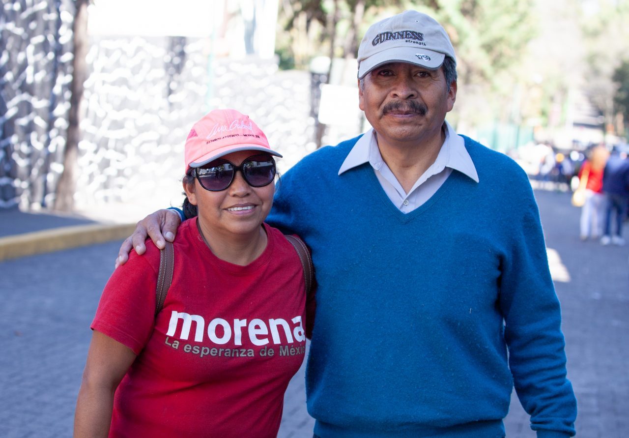 Mexico City, Mexico. Saturday, December 1, 2018. A couple, two of the first visitors at the new cultural facility. The "Official Residence of Los Pinos" was the residence of the Mexican presidents. As of Saturday, December 1, 2018, it will be known as the "Los Pinos Cultural Complex." The official website says: "Los Pinos will be a completely open space for all Mexicans." Today was the inauguration of Mexican President Andrés Manuel López Obrador. People came to Los Pinos to celebrate this historic day. Credit: Photo by LoveIsAmor.com