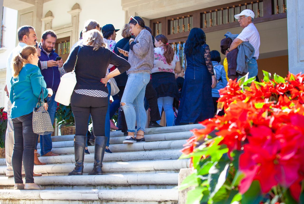 Mexico City, Mexico. Saturday, December 1, 2018. First visitors entering the house where Mexican Presidents used to live. The "Official Residence of Los Pinos" was the residence of the Mexican presidents. As of Saturday, December 1, 2018, it will be known as the "Los Pinos Cultural Complex." The official website says: "Los Pinos will be a completely open space for all Mexicans." Today was the inauguration of Mexican President Andrés Manuel López Obrador. People came to Los Pinos to celebrate this historic day. Credit: Photo by LoveIsAmor.com