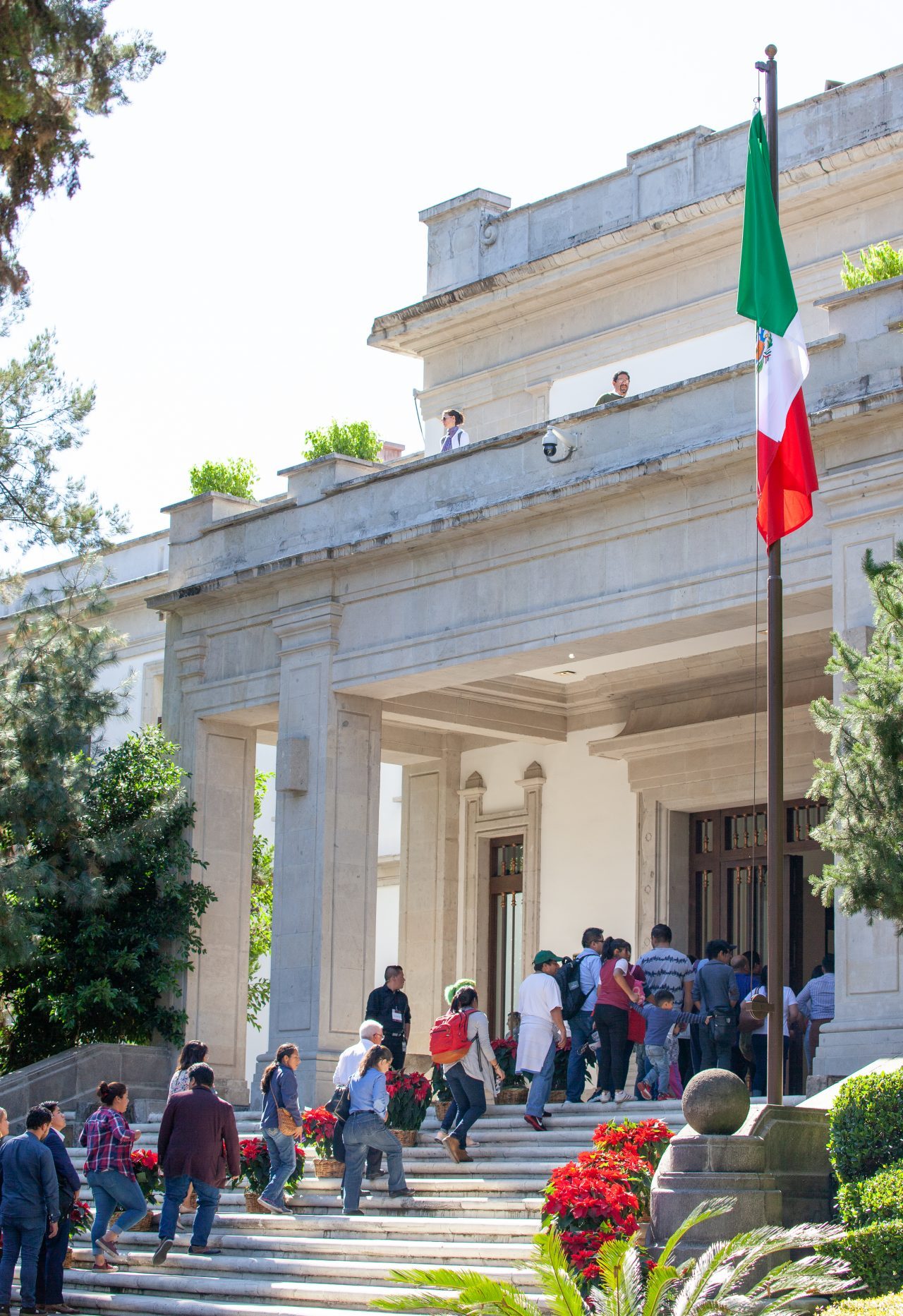 Mexico City, Mexico. Saturday, December 1, 2018. First visitors entering the house where Mexican Presidents used to live. The "Official Residence of Los Pinos" was the residence of the Mexican presidents. As of Saturday, December 1, 2018, it will be known as the "Los Pinos Cultural Complex." The official website says: "Los Pinos will be a completely open space for all Mexicans." Today was the inauguration of Mexican President Andrés Manuel López Obrador. People came to Los Pinos to celebrate this historic day. Credit: Photo by LoveIsAmor.com