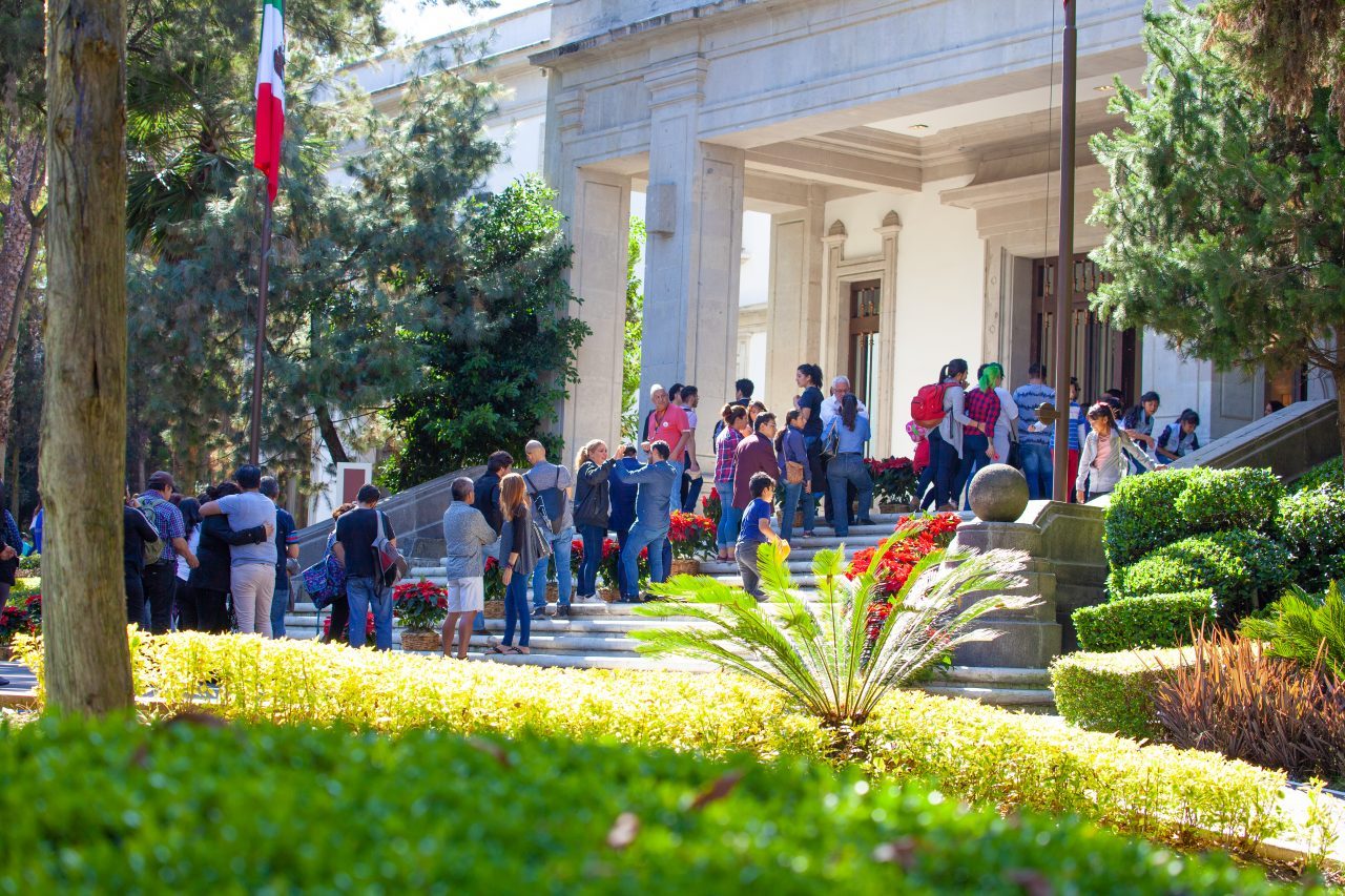 Mexico City, Mexico. Saturday, December 1, 2018. First visitors entering the house where Mexican Presidents used to live. The "Official Residence of Los Pinos" was the residence of the Mexican presidents. As of Saturday, December 1, 2018, it will be known as the "Los Pinos Cultural Complex." The official website says: "Los Pinos will be a completely open space for all Mexicans." Today was the inauguration of Mexican President Andrés Manuel López Obrador. People came to Los Pinos to celebrate this historic day. Credit: Photo by LoveIsAmor.com