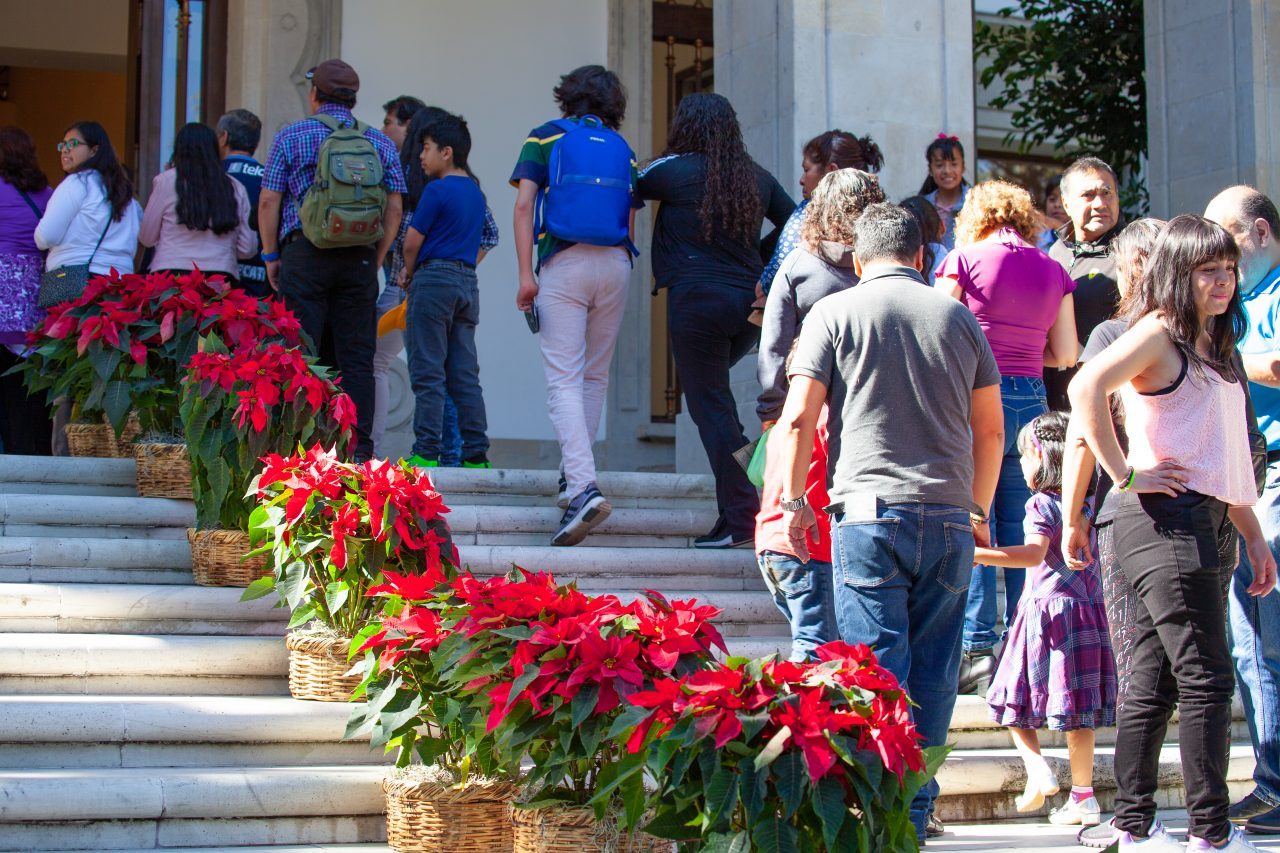 Mexico City, Mexico. Saturday, December 1, 2018. First visitors entering the house where Mexican Presidents used to live. The "Official Residence of Los Pinos" was the residence of the Mexican presidents. As of Saturday, December 1, 2018, it will be known as the "Los Pinos Cultural Complex." The official website says: "Los Pinos will be a completely open space for all Mexicans." Today was the inauguration of Mexican President Andrés Manuel López Obrador. People came to Los Pinos to celebrate this historic day. Credit: Photo by LoveIsAmor.com