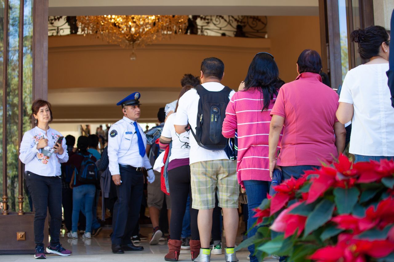 Mexico City, Mexico. Saturday, December 1, 2018. First visitors entering the house where Mexican Presidents used to live. The "Official Residence of Los Pinos" was the residence of the Mexican presidents. As of Saturday, December 1, 2018, it will be known as the "Los Pinos Cultural Complex." The official website says: "Los Pinos will be a completely open space for all Mexicans." Today was the inauguration of Mexican President Andrés Manuel López Obrador. People came to Los Pinos to celebrate this historic day. Credit: Photo by LoveIsAmor.com