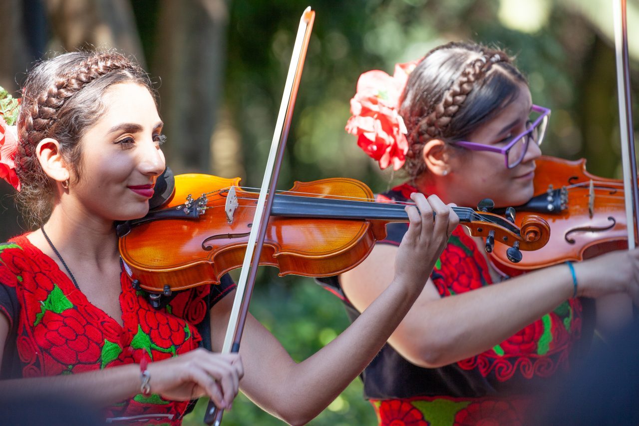 Mexico City, Mexico. Saturday, December 1, 2018. Members of Ensamble Comunitario de Arpa Grande de Tepalcatepec at the new cultural facility. The "Official Residence of Los Pinos" was the residence of the Mexican presidents. As of Saturday, December 1, 2018, it will be known as the "Los Pinos Cultural Complex." The official website says: "Los Pinos will be a completely open space for all Mexicans." Today was the inauguration of Mexican President Andrés Manuel López Obrador. People came to Los Pinos to celebrate this historic day. Credit: Photo by LoveIsAmor.com