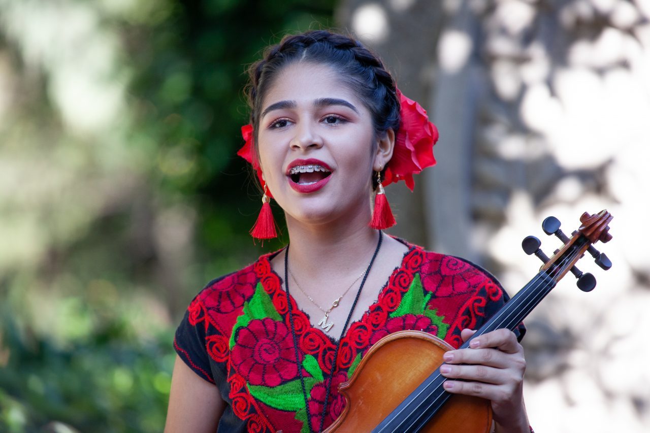 Mexico City, Mexico. Saturday, December 1, 2018. Member of Ensamble Comunitario de Arpa Grande de Tepalcatepec at the new cultural facility. The "Official Residence of Los Pinos" was the residence of the Mexican presidents. As of Saturday, December 1, 2018, it will be known as the "Los Pinos Cultural Complex." The official website says: "Los Pinos will be a completely open space for all Mexicans." Today was the inauguration of Mexican President Andrés Manuel López Obrador. People came to Los Pinos to celebrate this historic day. Credit: Photo by LoveIsAmor.com