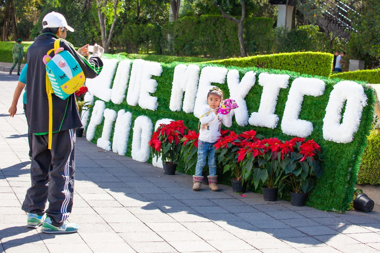 Mexico City, Mexico. Saturday, December 1, 2018. A little girl and her father at Los Pinos Cultural Complex. The "Official Residence of Los Pinos" was the residence of the Mexican presidents. As of Saturday, December 1, 2018, it will be known as the "Los Pinos Cultural Complex." The official website says: "Los Pinos will be a completely open space for all Mexicans." Today was the inauguration of Mexican President Andrés Manuel López Obrador. People came to Los Pinos to celebrate this historic day. Credit: Photo by LoveIsAmor.com