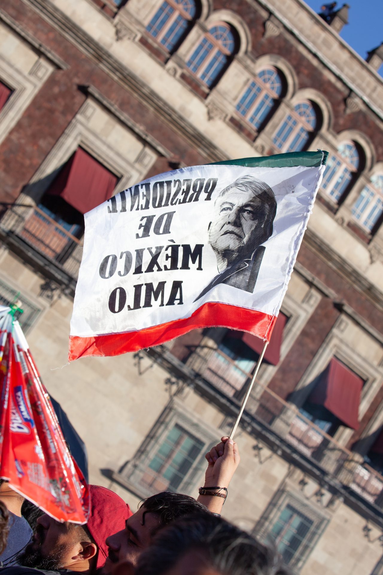 Mexico City, Mexico. Saturday, December 1, 2018. Mexicans celebrate on the Zocalo the inauguration of Mexican President Andrés Manuel López Obrador. People came to celebrate this historic day. López Obrador – known as AMLO - said, “We are going to govern for everyone, but we are going to give preference to the most impoverished and vulnerable. For the good of all, the poor come first.” Andrés Manuel received a spiritual cleansing by indigenous women and men as part of the celebrations. Credit: Photo by LoveIsAmor.com