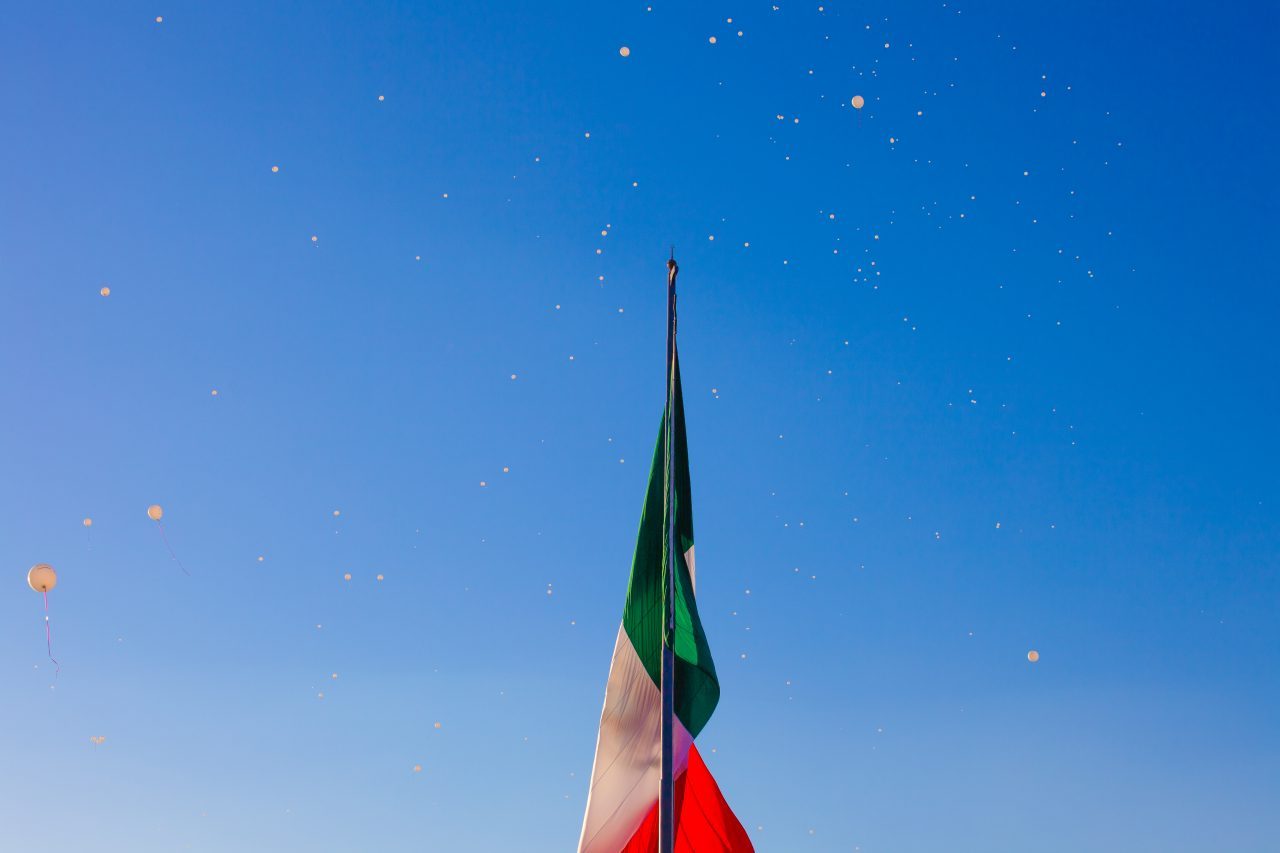 Mexico City, Mexico. Saturday, December 1, 2018. White balloons and the Mexican flag on the Zocalo in Mexico City. Today was the inauguration of Mexican President Andrés Manuel López Obrador. People came to celebrate this historic day. López Obrador – known as AMLO - said, “We are going to govern for everyone, but we are going to give preference to the most impoverished and vulnerable. For the good of all, the poor come first.” Andrés Manuel received a spiritual cleansing by indigenous women and men as part of the celebrations. Credit: Photo by LoveIsAmor.com