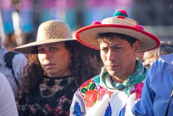 Mexico City, Mexico. Saturday, December 1, 2018. Mexicans celebrate on the Zocalo the inauguration of Mexican President Andrés Manuel López Obrador. People came to celebrate this historic day. López Obrador – known as AMLO - said, “We are going to govern for everyone, but we are going to give preference to the most impoverished and vulnerable. For the good of all, the poor come first.” Andrés Manuel received a spiritual cleansing by indigenous women and men as part of the celebrations. “What we want, what we desire is to purify public life in Mexico. I repeat my commitment: I will not lie, I will not steal or betray the people of Mexico,” the new President said during the religious ceremony. Credit: Photo by LoveIsAmor.com