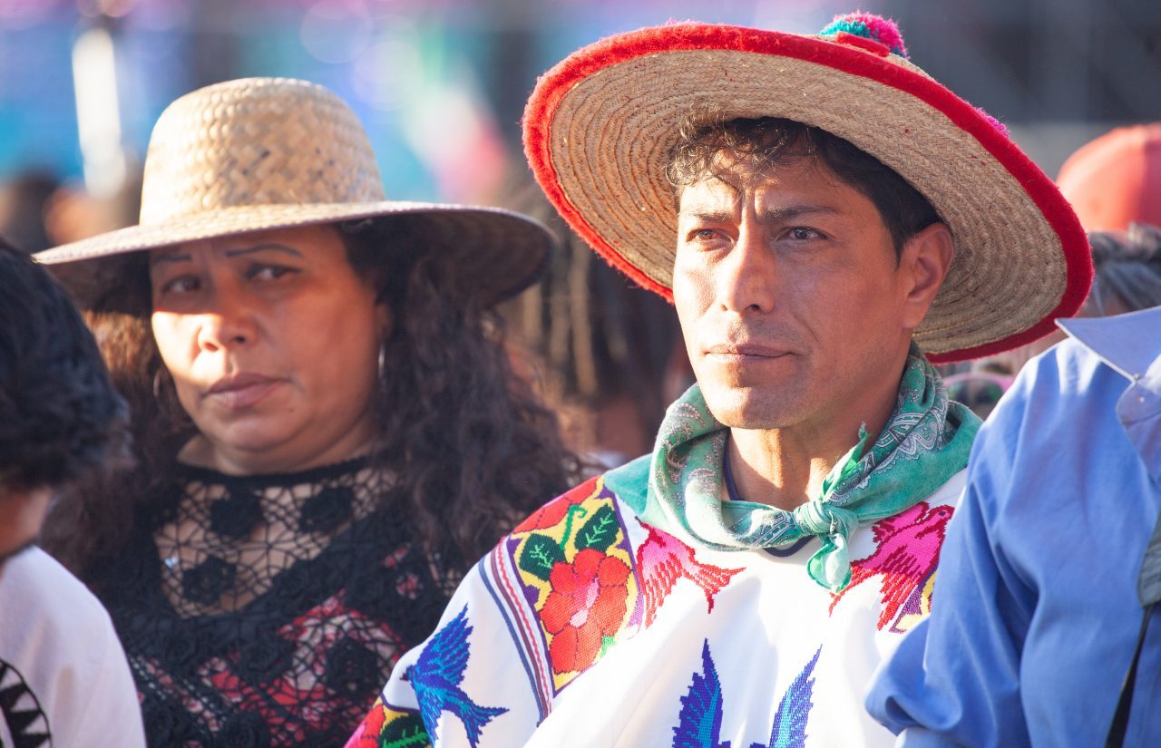 Mexico City, Mexico. Saturday, December 1, 2018. Mexicans celebrate on the Zocalo the inauguration of Mexican President Andrés Manuel López Obrador. People came to celebrate this historic day. López Obrador – known as AMLO - said, “We are going to govern for everyone, but we are going to give preference to the most impoverished and vulnerable. For the good of all, the poor come first.” Andrés Manuel received a spiritual cleansing by indigenous women and men as part of the celebrations. “What we want, what we desire is to purify public life in Mexico. I repeat my commitment: I will not lie, I will not steal or betray the people of Mexico,” the new President said during the religious ceremony. Credit: Photo by LoveIsAmor.com