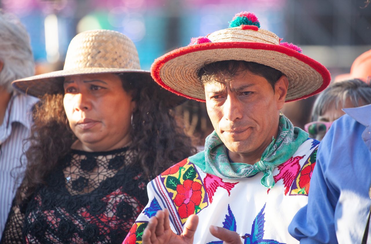 Mexico City, Mexico. Saturday, December 1, 2018. Mexicans celebrate on the Zocalo the inauguration of Mexican President Andrés Manuel López Obrador. People came to celebrate this historic day. López Obrador – known as AMLO - said, “We are going to govern for everyone, but we are going to give preference to the most impoverished and vulnerable. For the good of all, the poor come first.” Andrés Manuel received a spiritual cleansing by indigenous women and men as part of the celebrations. “What we want, what we desire is to purify public life in Mexico. I repeat my commitment: I will not lie, I will not steal or betray the people of Mexico,” the new President said during the religious ceremony. Credit: Photo by LoveIsAmor.com