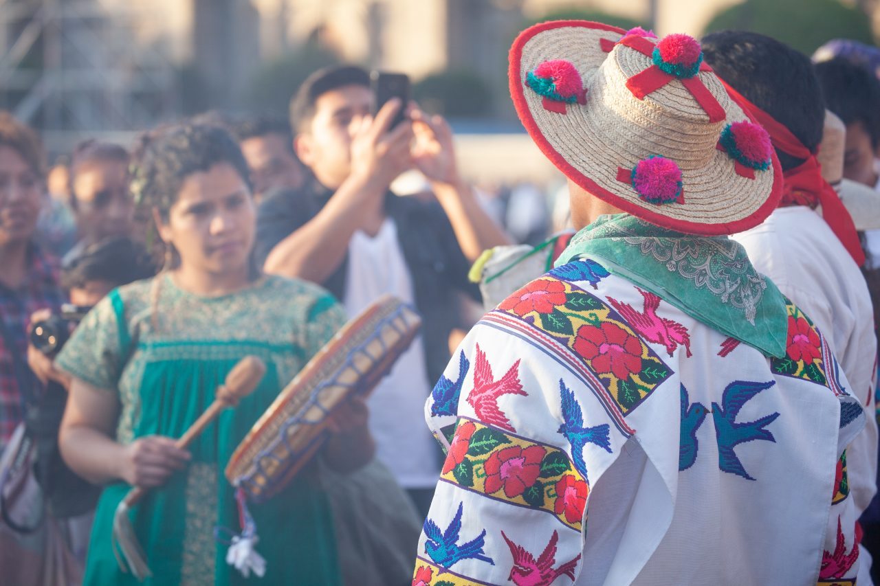 Mexico City, Mexico. Saturday, December 1, 2018. Mexicans celebrate on the Zocalo the inauguration of Mexican President Andrés Manuel López Obrador. People came to celebrate this historic day. López Obrador – known as AMLO - said, “We are going to govern for everyone, but we are going to give preference to the most impoverished and vulnerable. For the good of all, the poor come first.” Andrés Manuel received a spiritual cleansing by indigenous women and men as part of the celebrations. “What we want, what we desire is to purify public life in Mexico. I repeat my commitment: I will not lie, I will not steal or betray the people of Mexico,” the new President said during the religious ceremony. Credit: Photo by LoveIsAmor.com