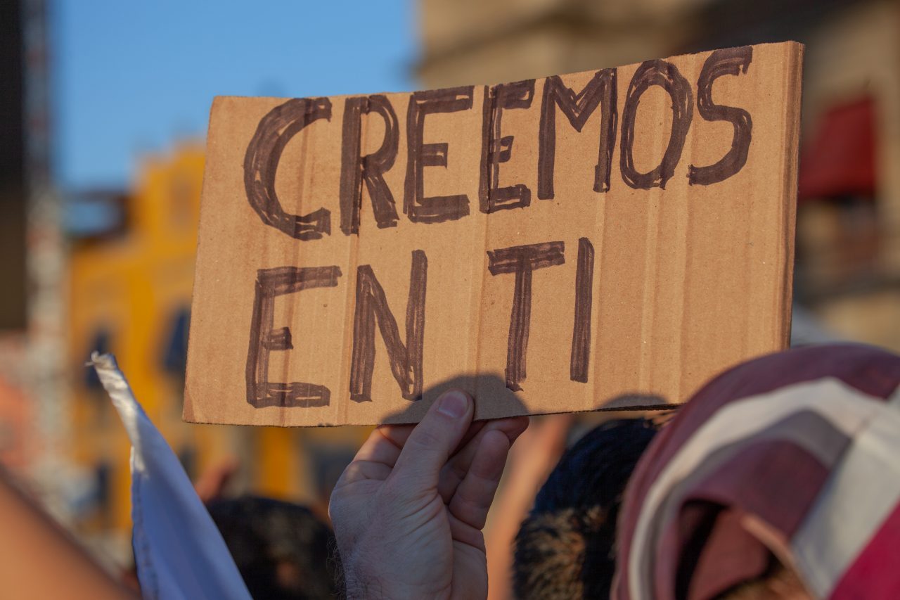 Mexico City, Mexico. Saturday, December 1, 2018. Mexicans celebrate on the Zocalo the inauguration of Mexican President Andrés Manuel López Obrador. People came to celebrate this historic day. López Obrador – known as AMLO - said, “We are going to govern for everyone, but we are going to give preference to the most impoverished and vulnerable. For the good of all, the poor come first.” Andrés Manuel received a spiritual cleansing by indigenous women and men as part of the celebrations. “What we want, what we desire is to purify public life in Mexico. I repeat my commitment: I will not lie, I will not steal or betray the people of Mexico,” the new President said during the religious ceremony. Credit: Photo by LoveIsAmor.com