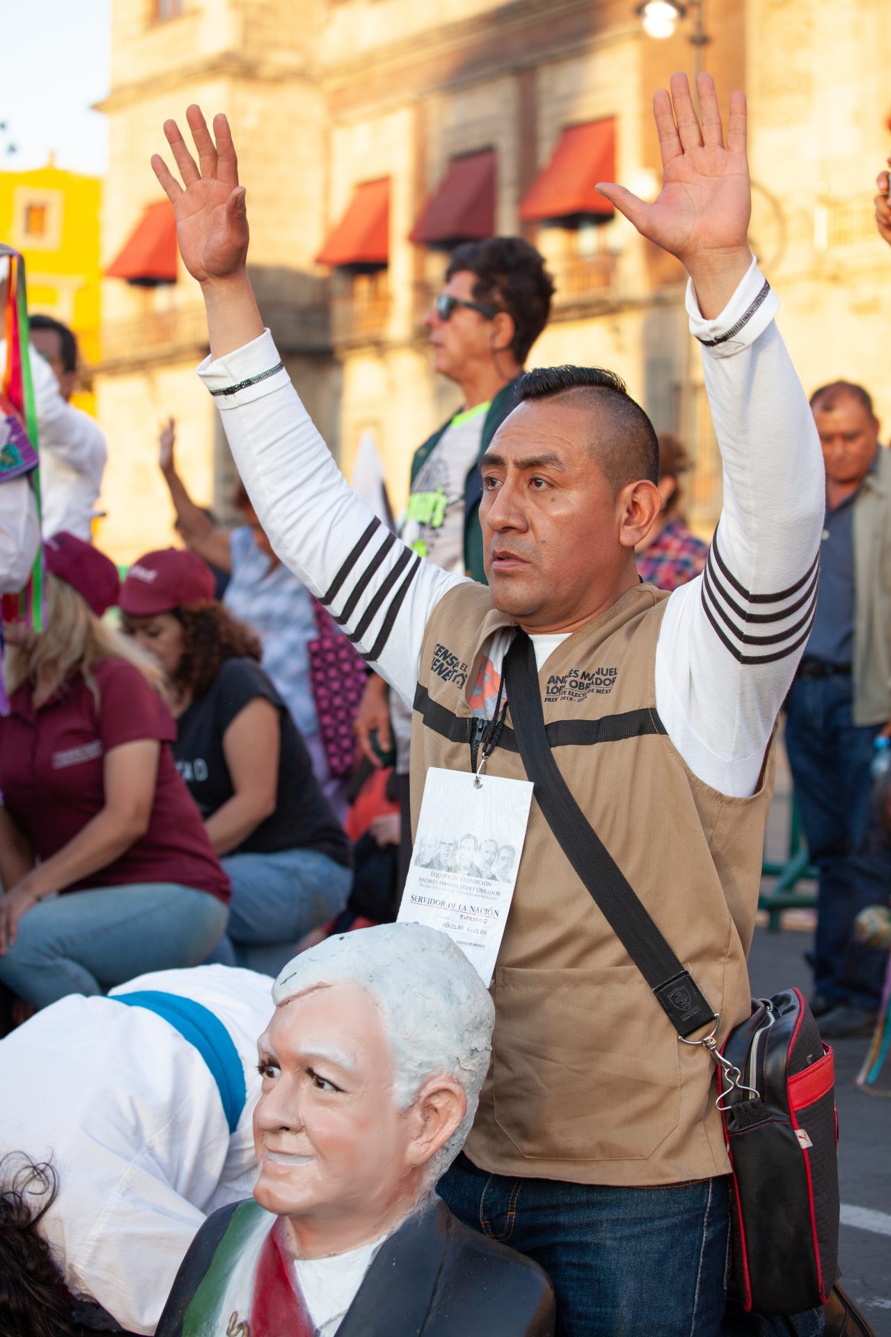 Mexico City, Mexico. Saturday, December 1, 2018. Mexicans celebrate on the Zocalo the inauguration of Mexican President Andrés Manuel López Obrador. People came to celebrate this historic day. López Obrador – known as AMLO - said, “We are going to govern for everyone, but we are going to give preference to the most impoverished and vulnerable. For the good of all, the poor come first.” Andrés Manuel received a spiritual cleansing by indigenous women and men as part of the celebrations. “What we want, what we desire is to purify public life in Mexico. I repeat my commitment: I will not lie, I will not steal or betray the people of Mexico,” the new President said during the religious ceremony. Credit: Photo by LoveIsAmor.com