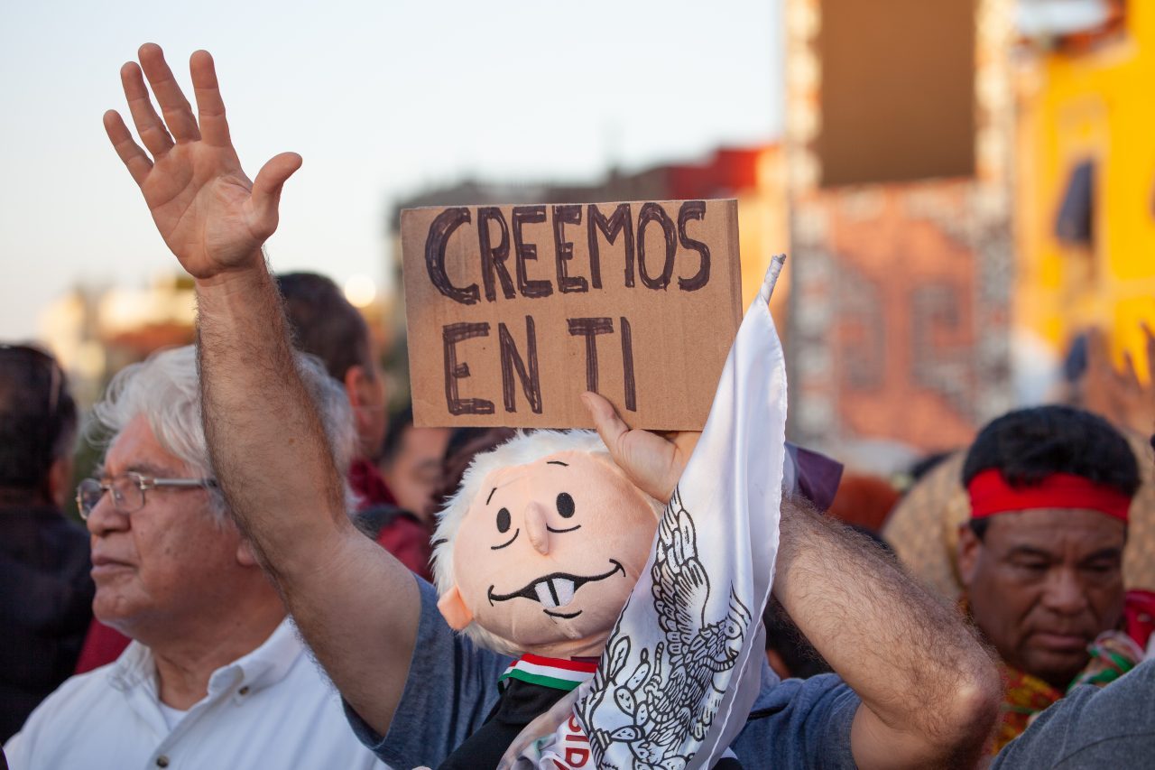Mexico City, Mexico. Saturday, December 1, 2018. Mexicans celebrate on the Zocalo the inauguration of Mexican President Andrés Manuel López Obrador. People came to celebrate this historic day. López Obrador – known as AMLO - said, “We are going to govern for everyone, but we are going to give preference to the most impoverished and vulnerable. For the good of all, the poor come first.” Andrés Manuel received a spiritual cleansing by indigenous women and men as part of the celebrations. “What we want, what we desire is to purify public life in Mexico. I repeat my commitment: I will not lie, I will not steal or betray the people of Mexico,” the new President said during the religious ceremony. Credit: Photo by LoveIsAmor.com