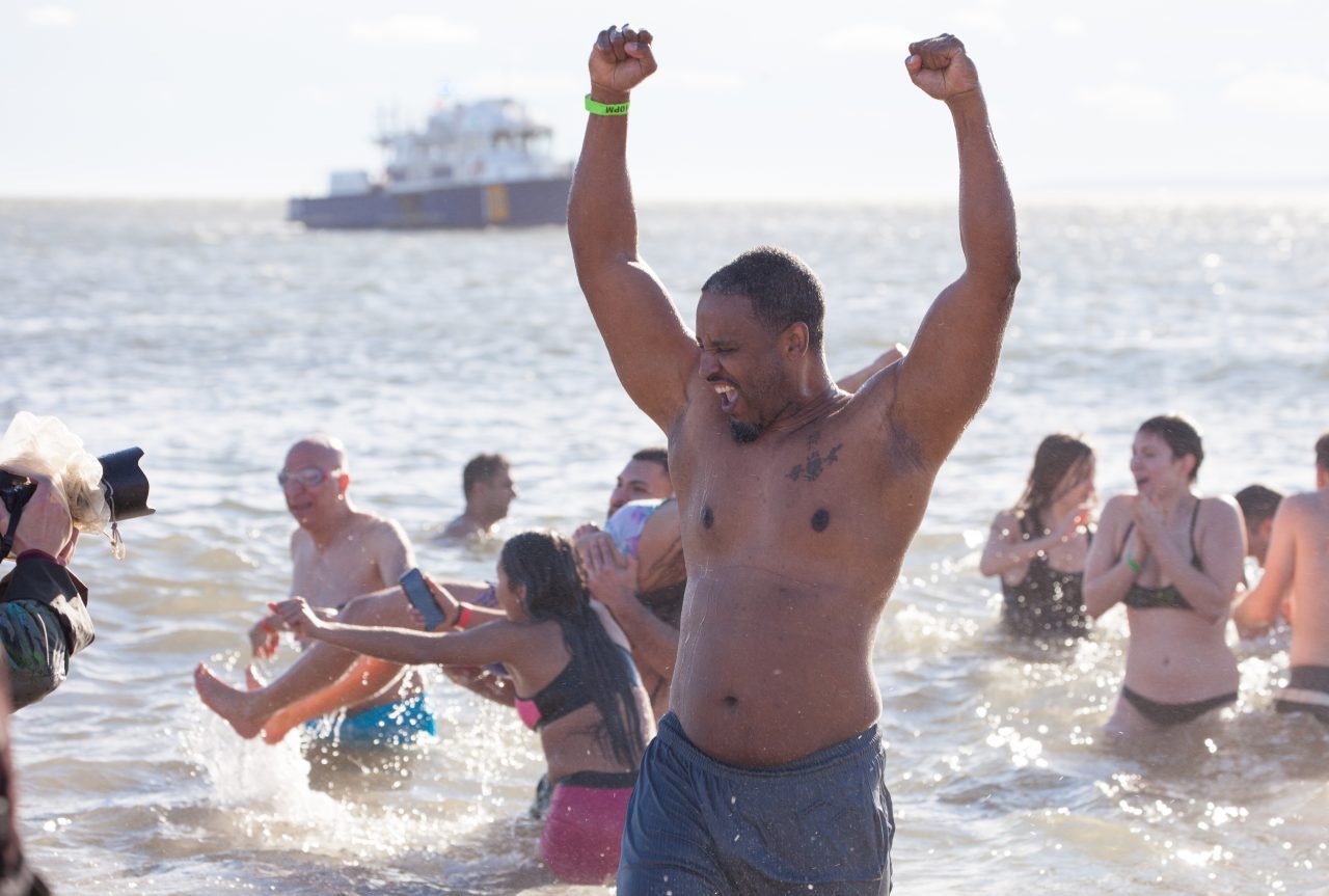 Coney island, Brooklyn. New York City. Tuesday, January 1, 2019 - Today was the New Year’s Day Polar Bear Plunge at Coney Island, New York City. The temperature was more than 50 degrees today. Hundreds of people attended the event. Credit: Photo by LoveIsAmor.com